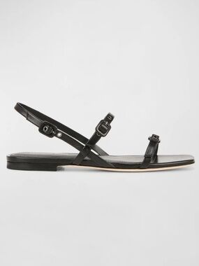Veronica Beard Malinda Black Leather Sandals New!